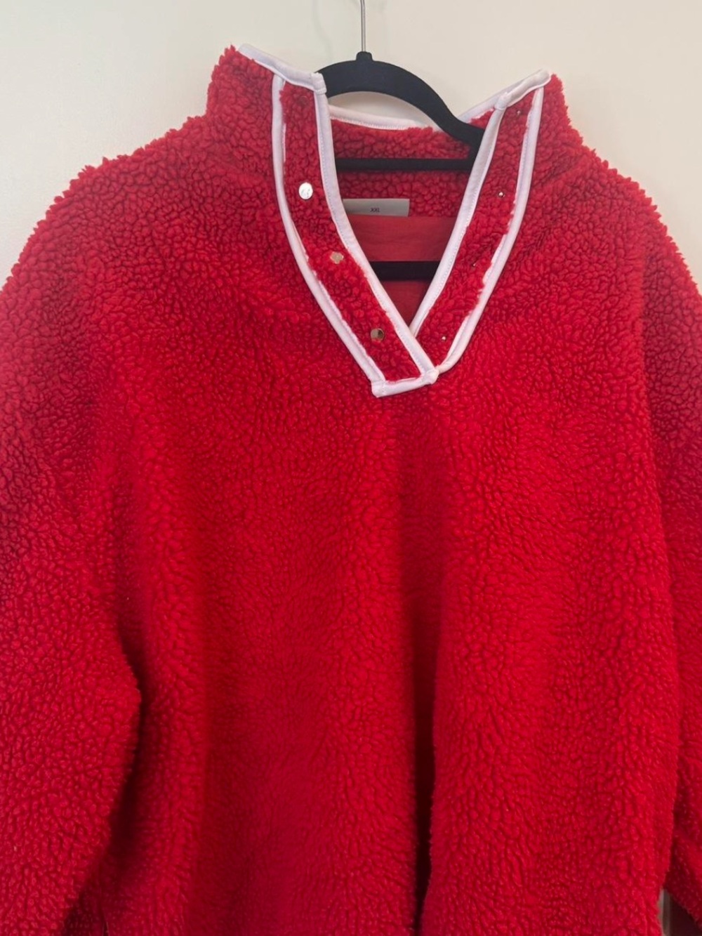 Parke Red/White Pullover Sherpa Mockneck